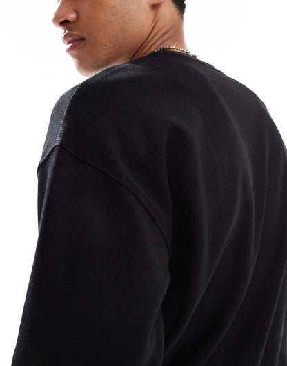 Long Sleeve Rib T-Shirt Co-Ord Black