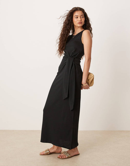 Tie Waist Detail Midaxi Dress