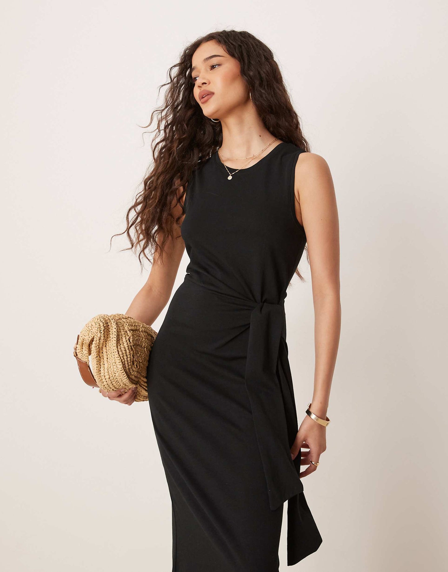 Tie Waist Detail Midaxi Dress