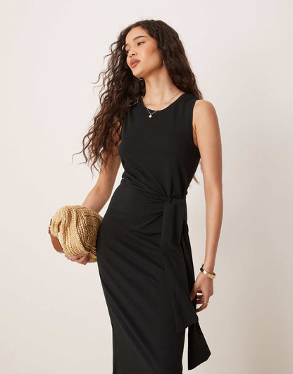 Tie Waist Detail Midaxi Dress