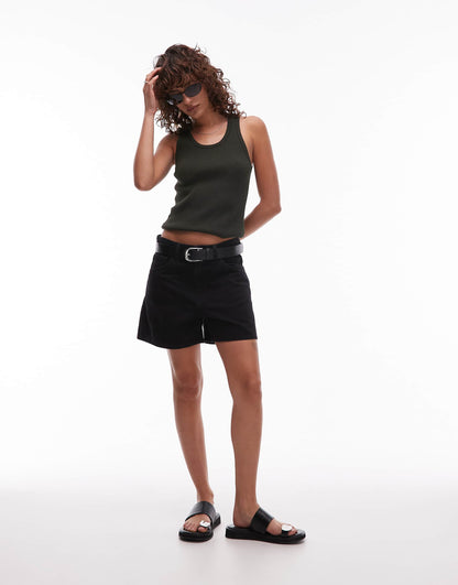 Straight High Waist Denim Short