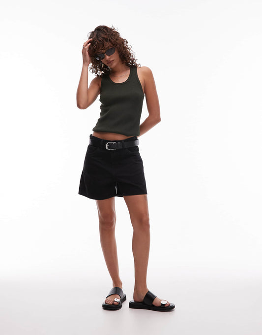 Straight High Waist Denim Short