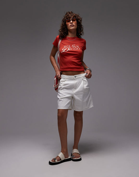 Longline Straight Denim Shorts
