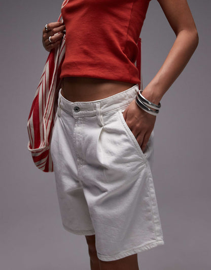 Longline Straight Denim Shorts