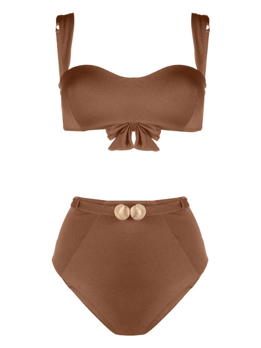 Seashell-Motif Bandeau Bikini Set