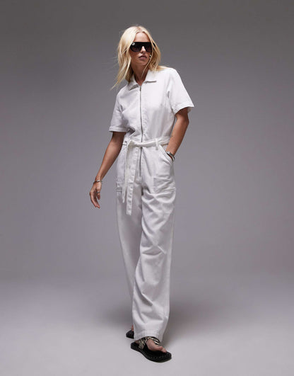 Relaxed Denim Zip Thru Jumpsuit