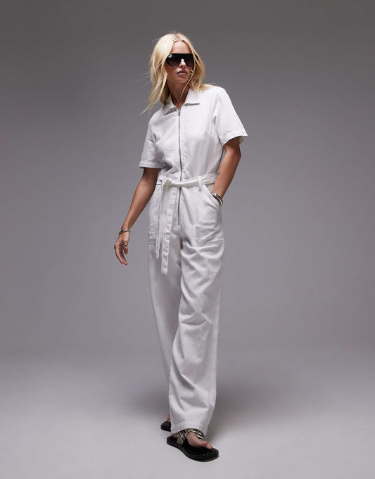Relaxed Denim Zip Thru Jumpsuit