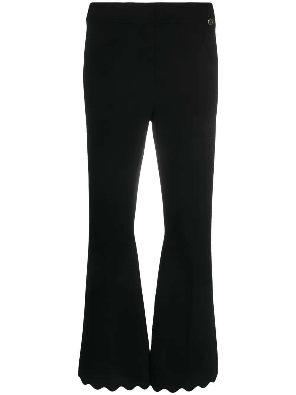 Flared Scallop-Trim Trousers