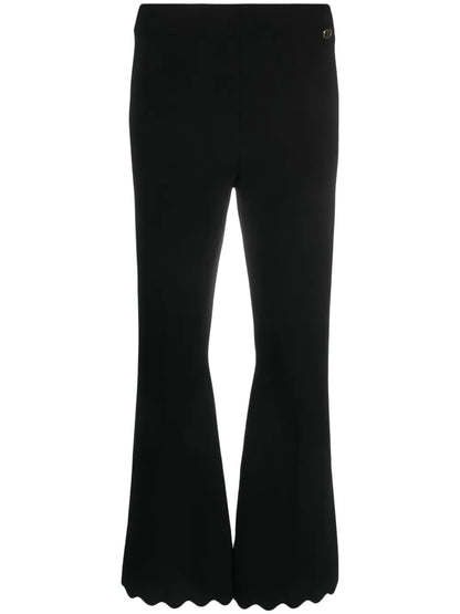 Flared Scallop-Trim Trousers
