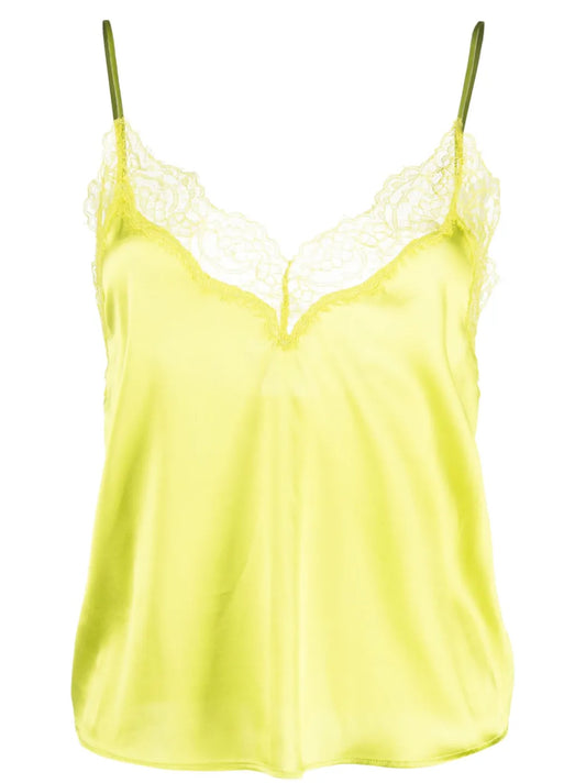 Lace-Embroidered Stretch-Silk Tank Top