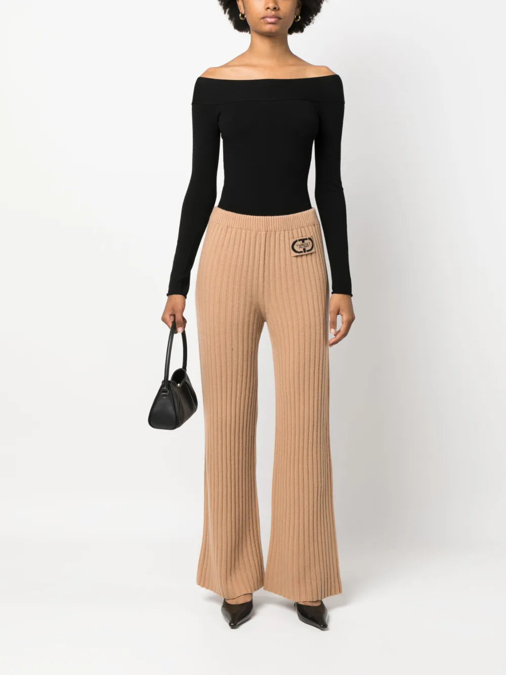 Logo-Patch Ribbed-Knit Trousers