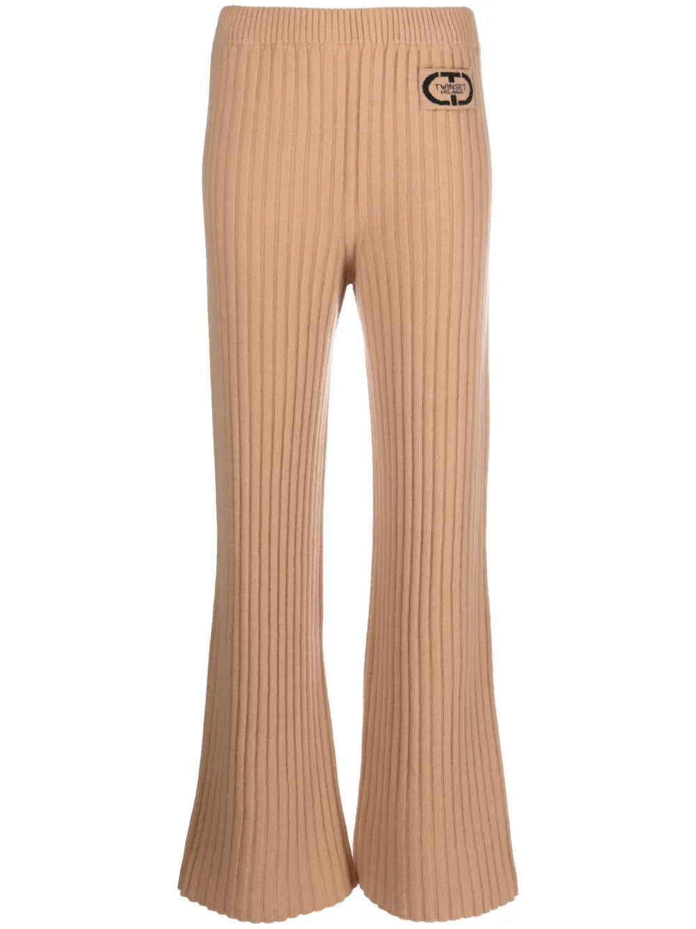 Logo-Patch Ribbed-Knit Trousers