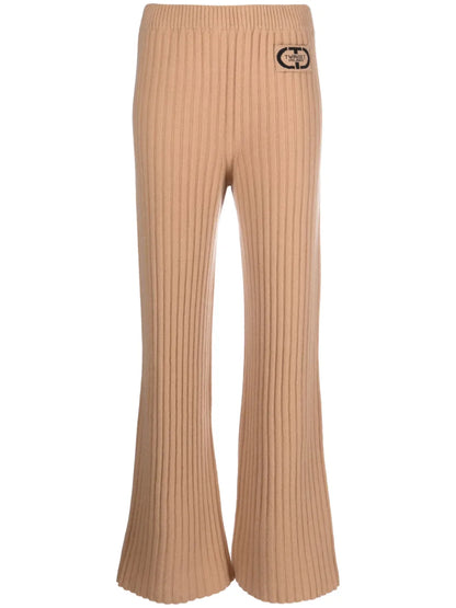 Logo-Patch Ribbed-Knit Trousers
