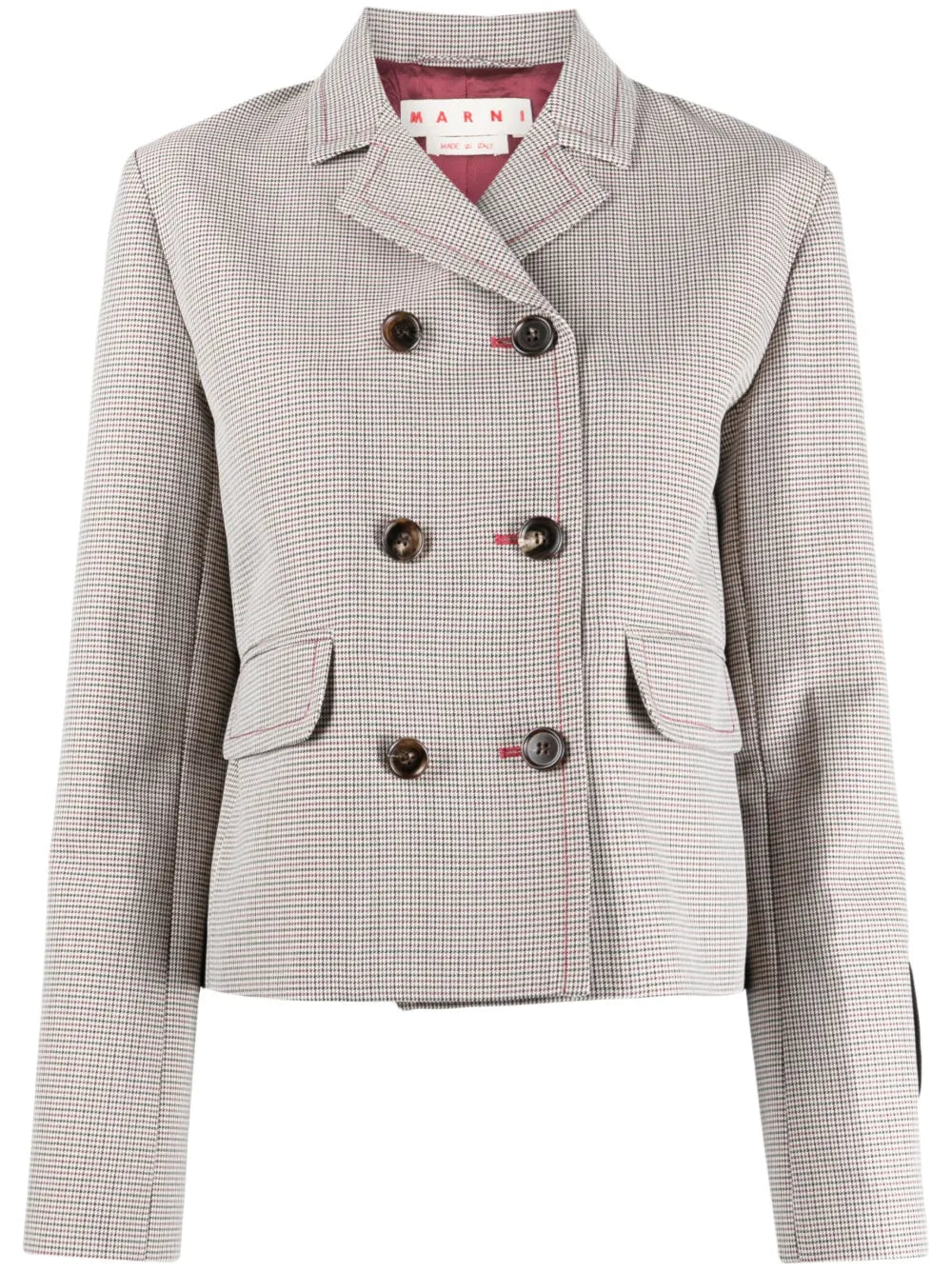 Houndstooth-Pattern Double-Breasted Blazer