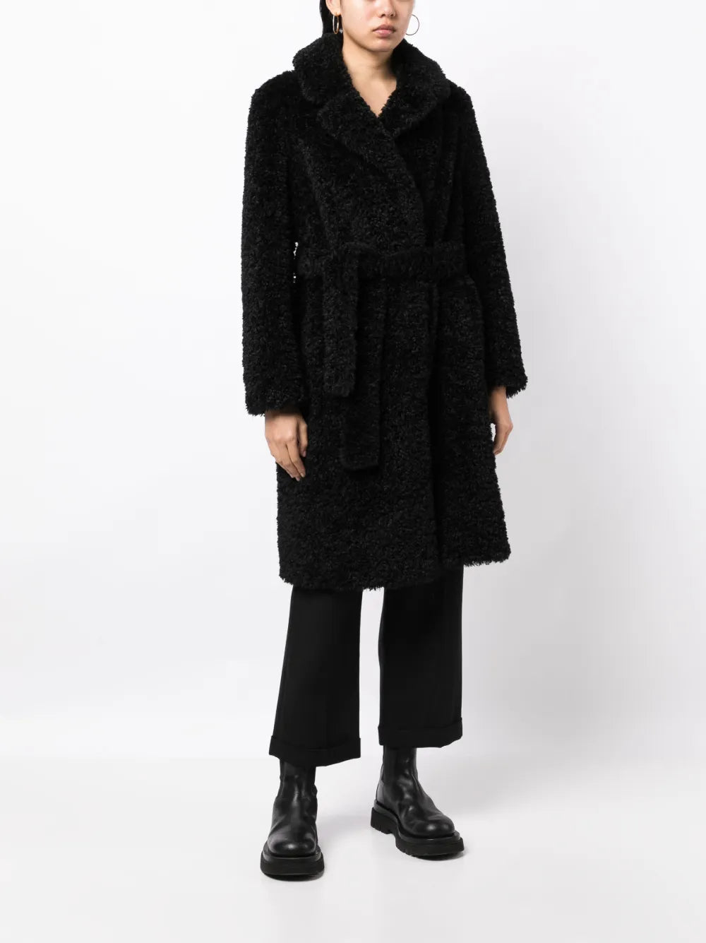 Belted Faux-Shearling Coat