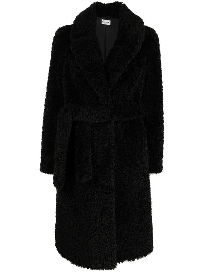 Belted Faux-Shearling Coat