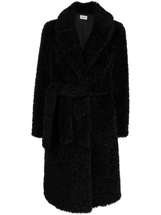 Belted Faux-Shearling Coat