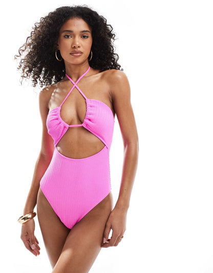 Gathered Halter One Piece Brazilian