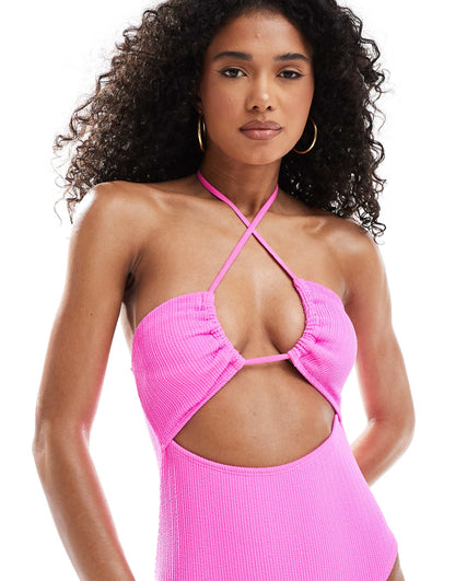 Gathered Halter One Piece Brazilian