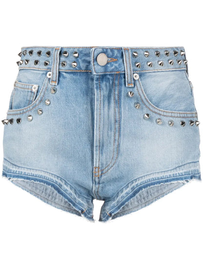 Stud-Embellished Denim Shorts
