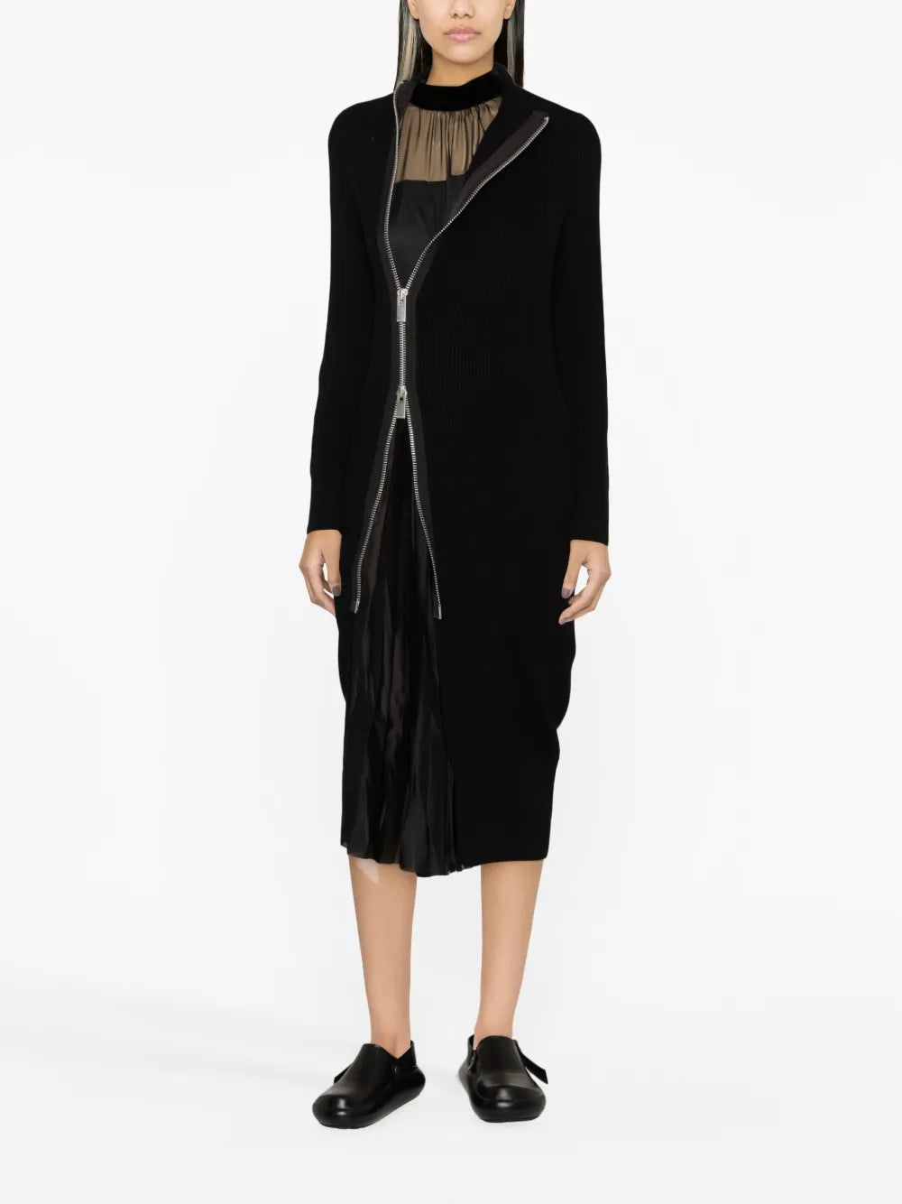 Layered Wool And Satin Dress