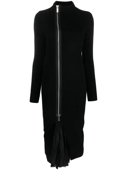 Layered Wool And Satin Dress