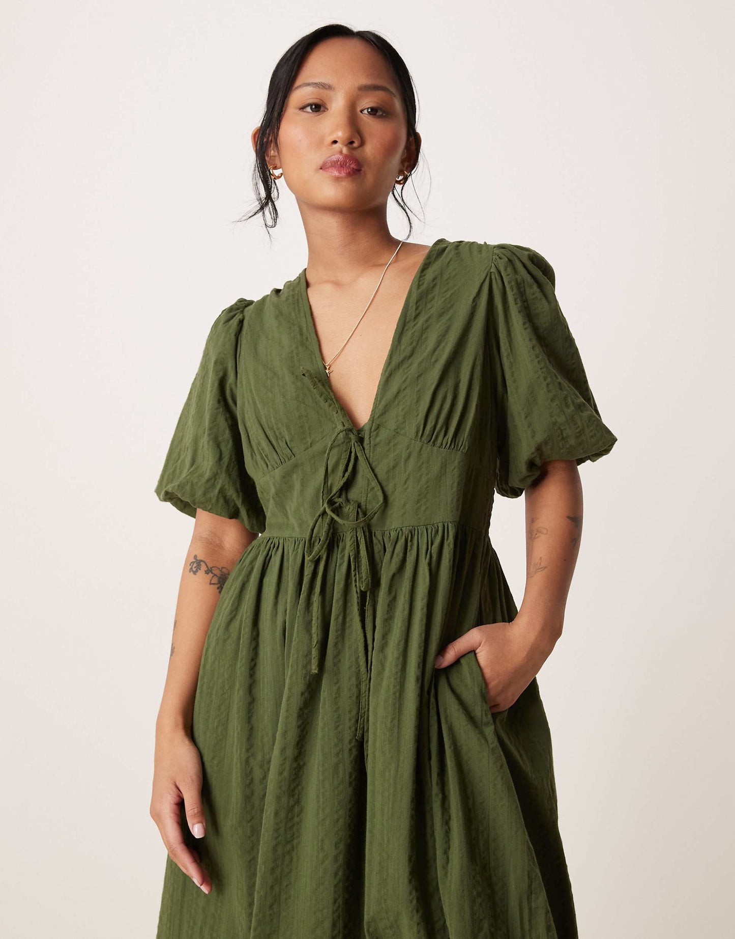 Petite Scarla Tie Detail Midi Dress