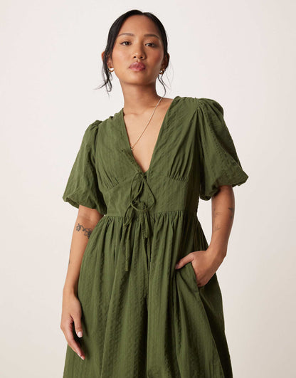 Petite Scarla Tie Detail Midi Dress