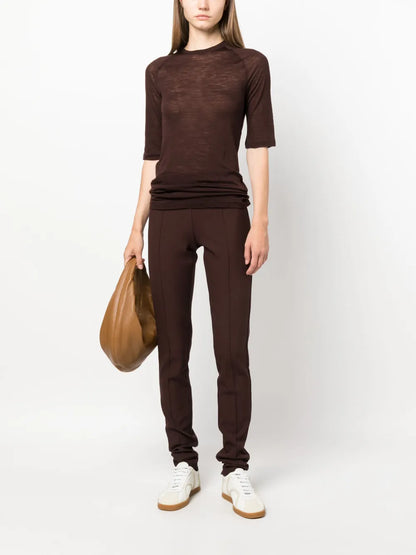 High-Waisted Slim-Cut Tapered Trousers