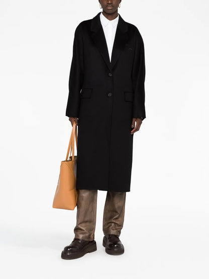 Logo-Embroidered Cashmere Coat