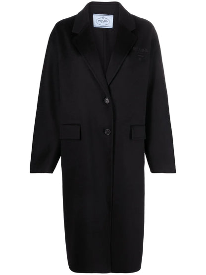 Logo-Embroidered Cashmere Coat