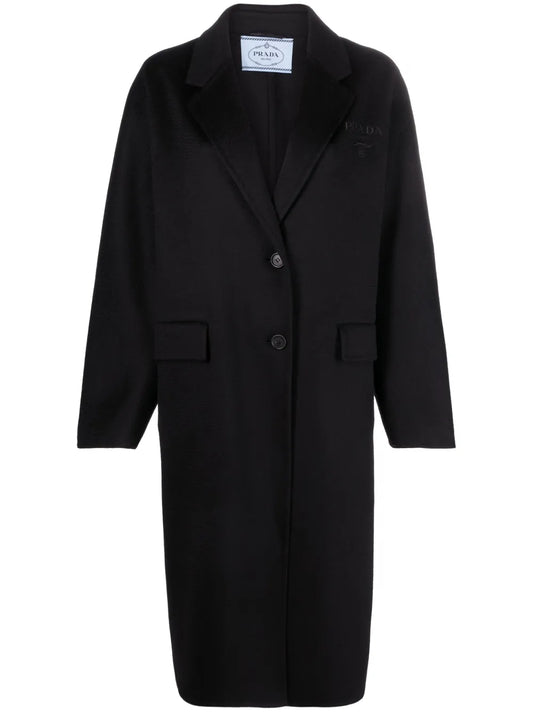 Logo-Embroidered Cashmere Coat