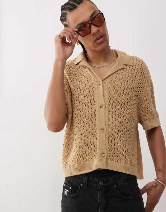 Crochet Knitted Resort Shirt