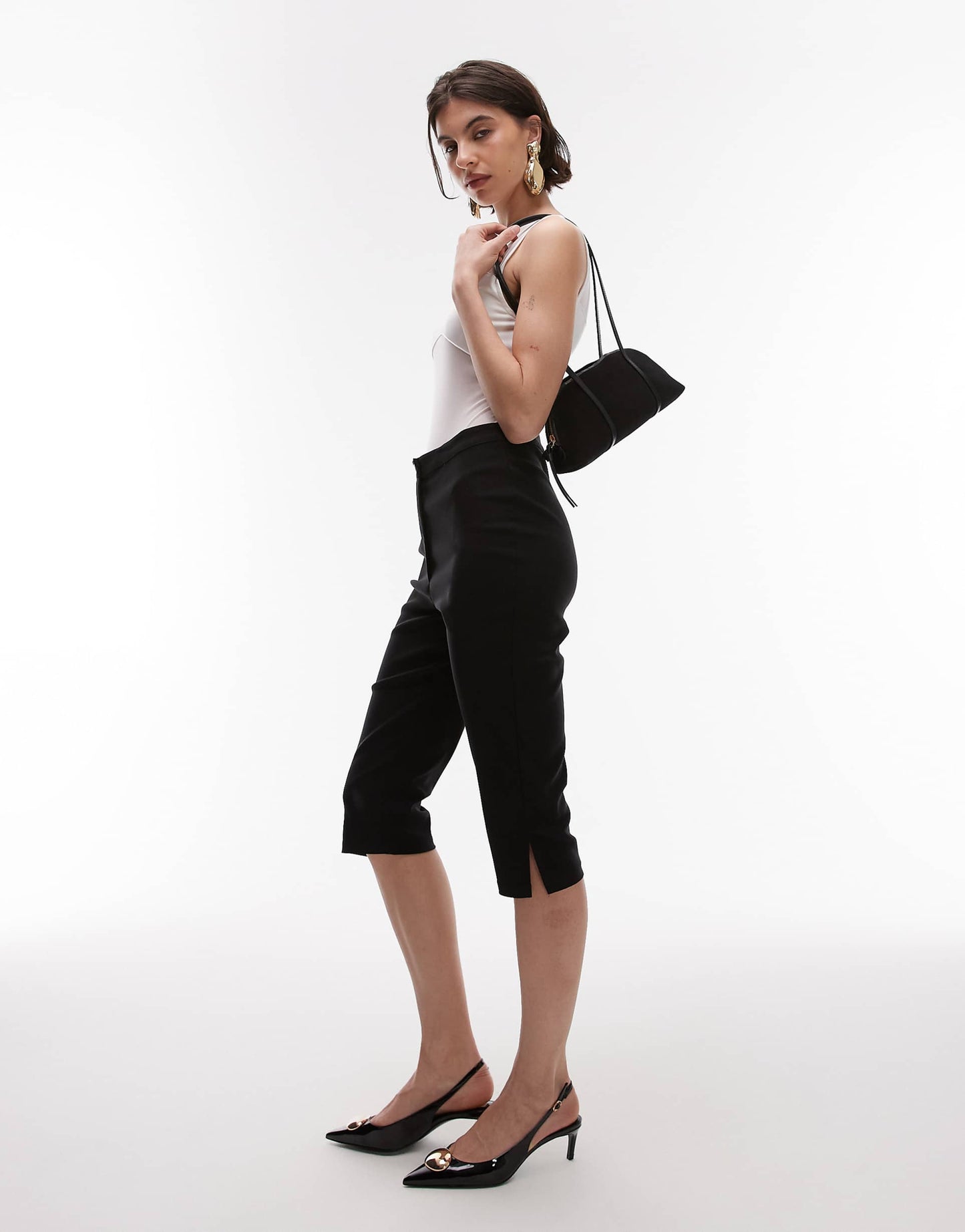 Seam Detail Split Capri Trouser