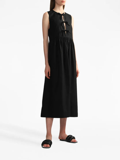 Bow-Detail Cotton Midi Dress