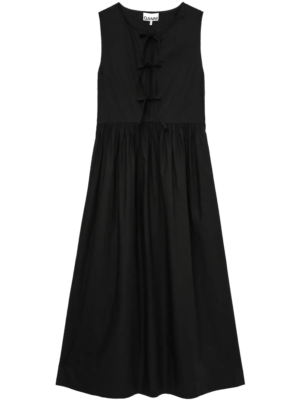Bow-Detail Cotton Midi Dress