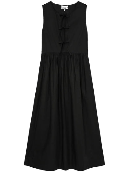 Bow-Detail Cotton Midi Dress