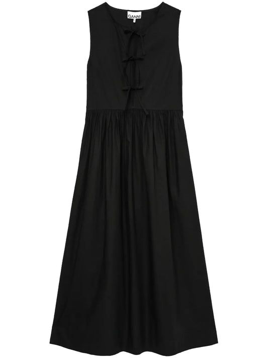 Bow-Detail Cotton Midi Dress
