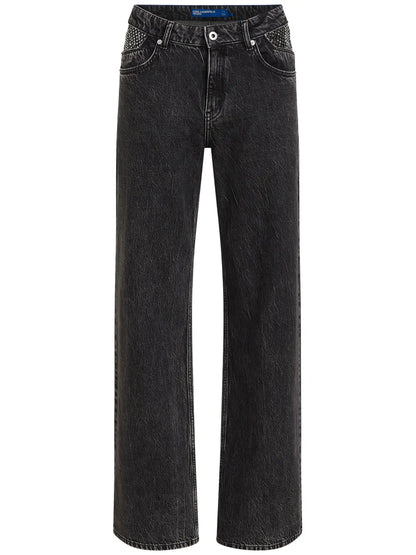 Chain-Panel Straight-Leg Jeans