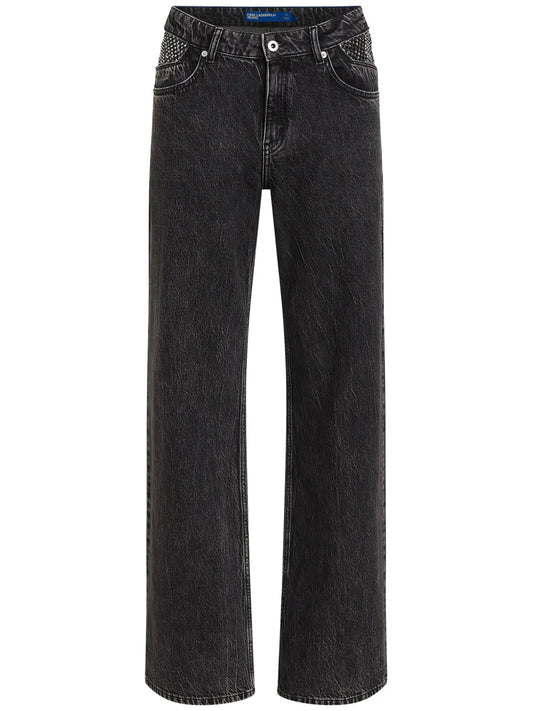 Chain-Panel Straight-Leg Jeans