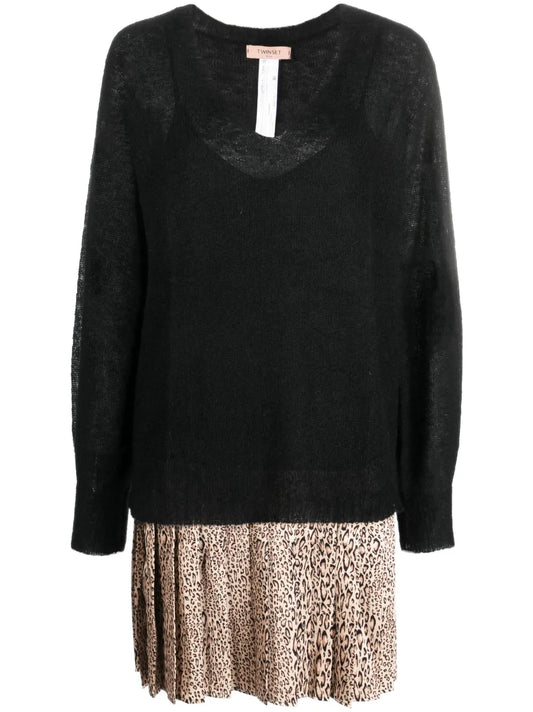 V-Neck Panelled Minidress