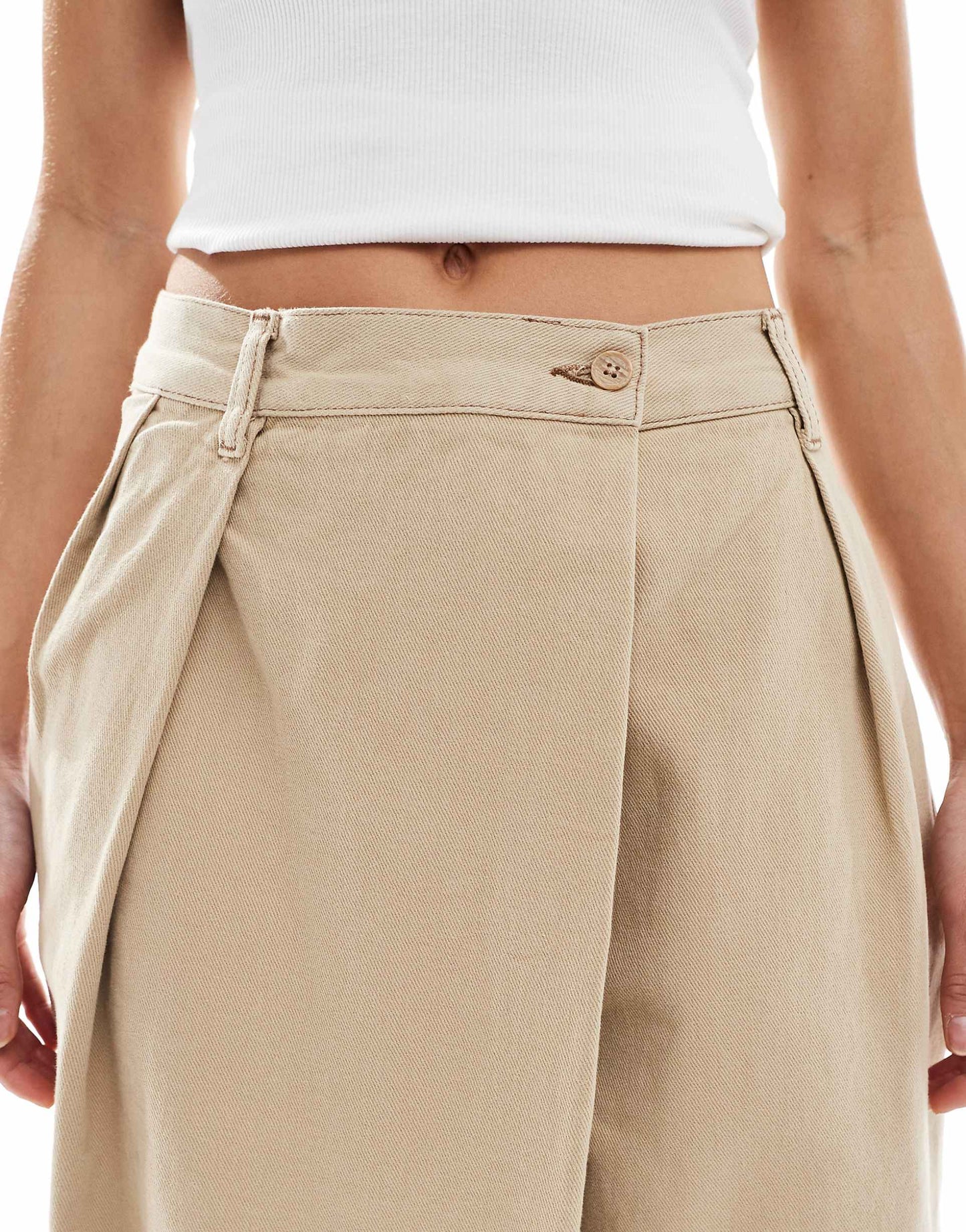 Denim Wrap Detail Wide Leg Jean