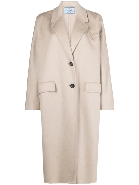 Logo-Embroidered Cashmere Coat