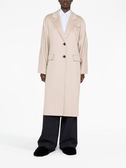 Logo-Embroidered Cashmere Coat