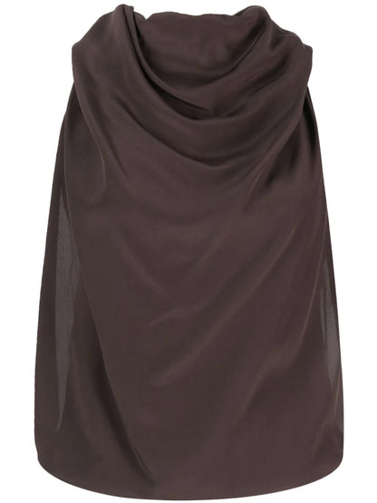 Draped Sleeveless Silk Top