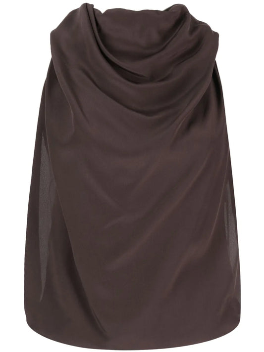 Draped Sleeveless Silk Top