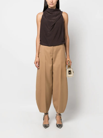 Draped Sleeveless Silk Top