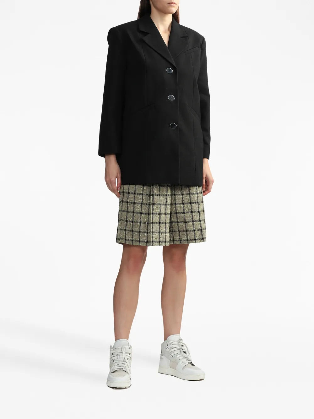 Single-Breasted Shoulder-Pads Blazer