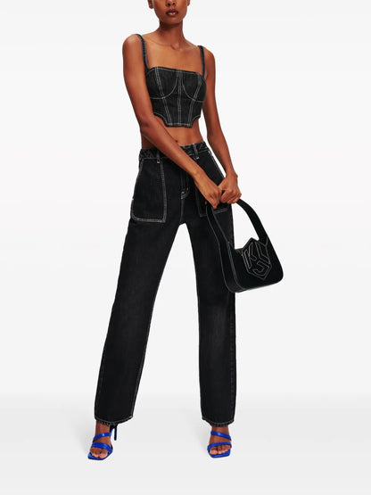 Cropped Denim Tank Top