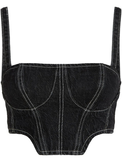 Cropped Denim Tank Top